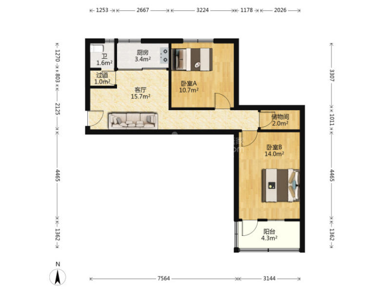 锁金村7号10923023卧室图6