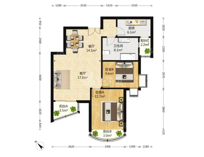 耀江花园15521051卧室图4