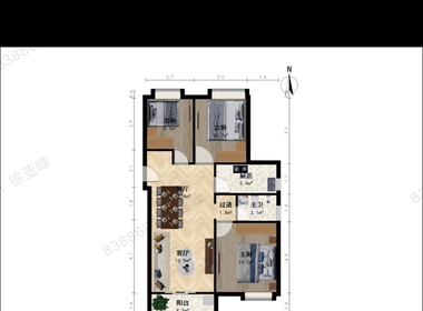 金色领域西区（万科悦城） 3室1厅1卫