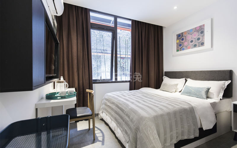 城家公寓杭州武林广场店6468146卧室图1